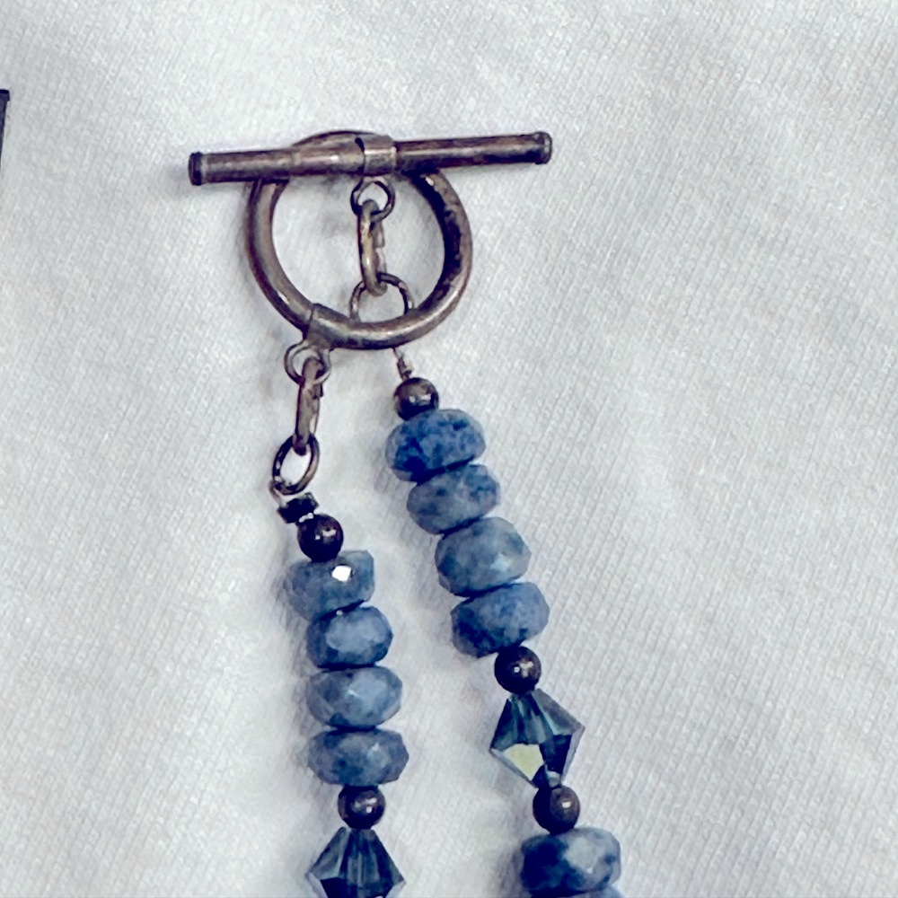 Blue stone and bead necklace - 16 inches - Picture 2 of 3